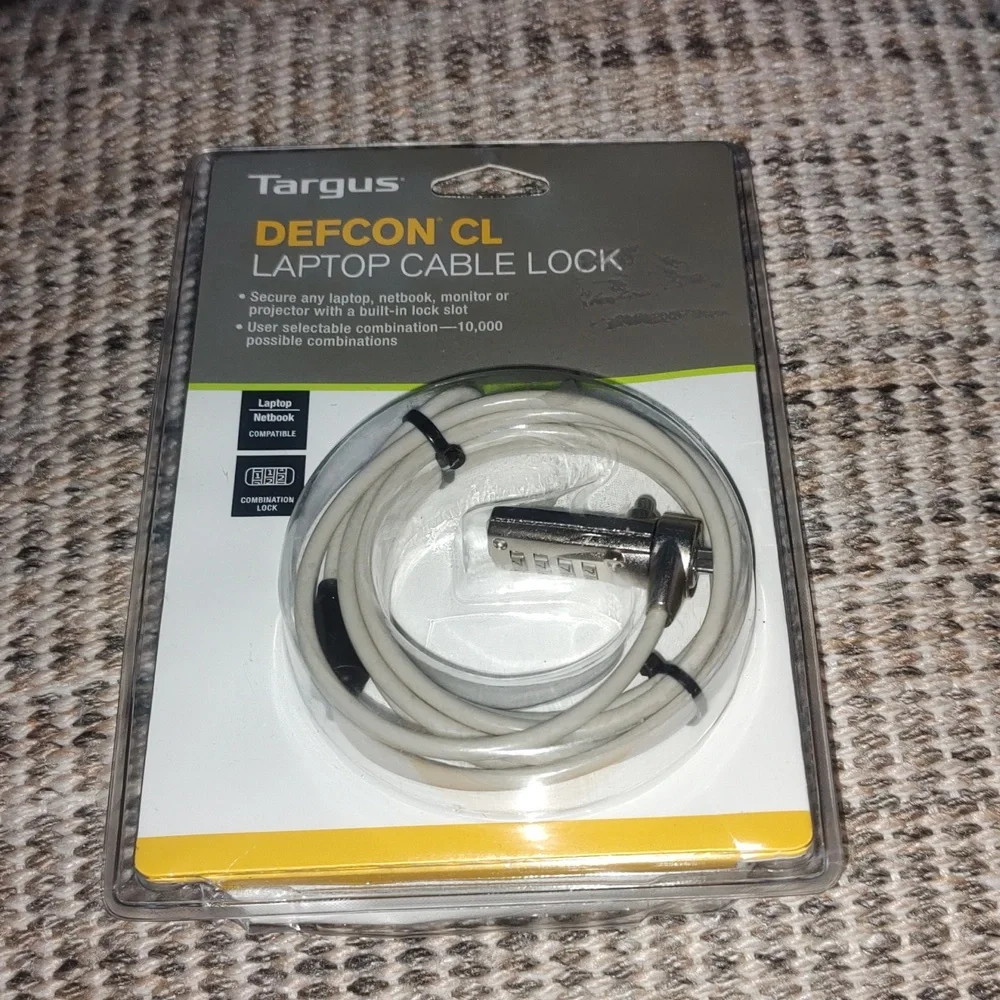 Defcon CL Laptop Cable Lock with Combination - 6.5 feet - Gray New